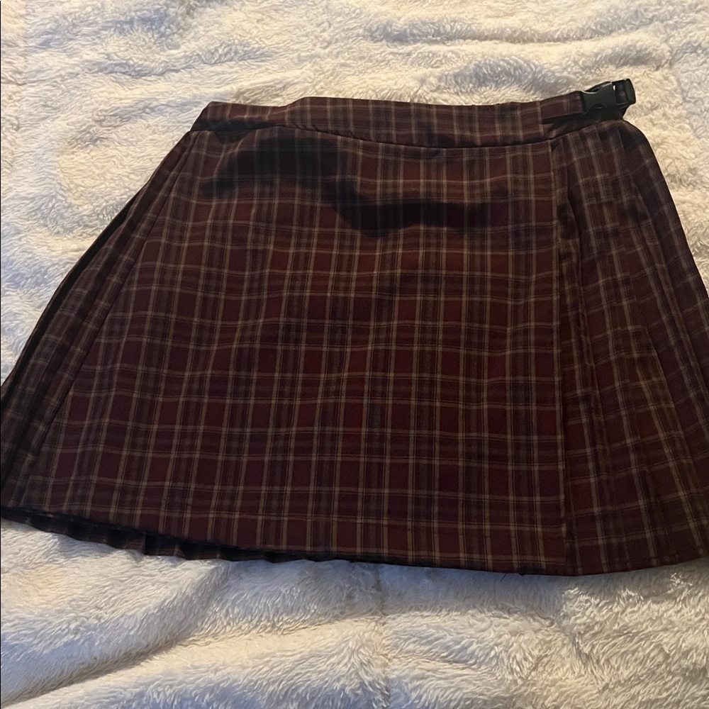 Wild Fable Burgundy Plaid Skirt